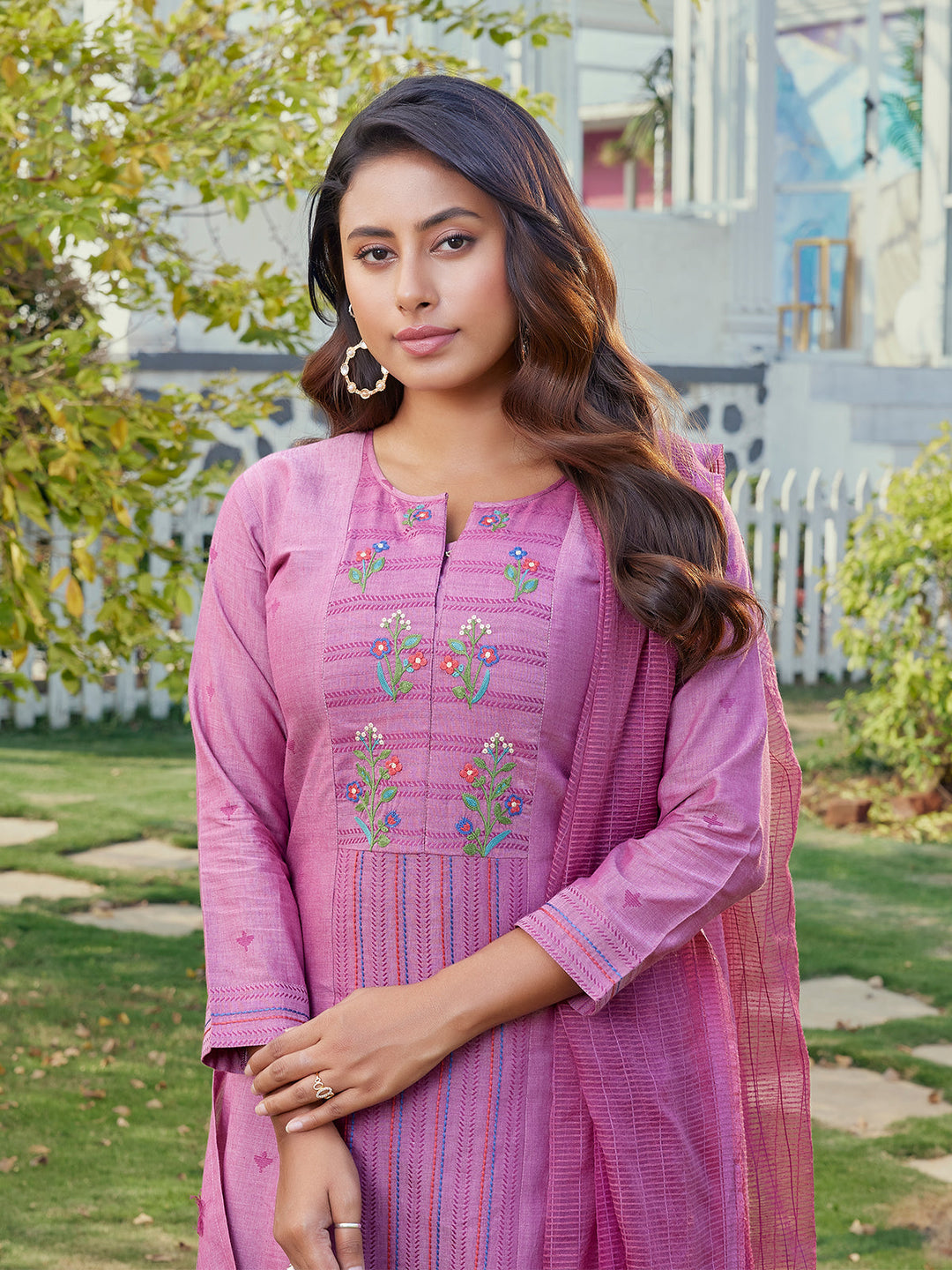 Pink Woven Woven Suit Set
