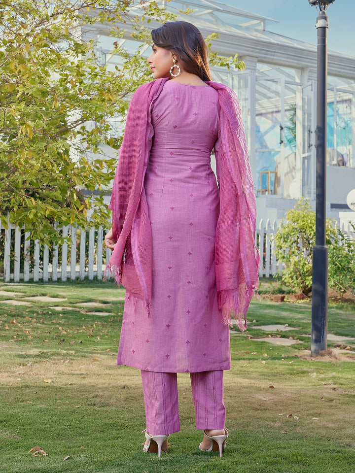 Pink Woven Woven Suit Set