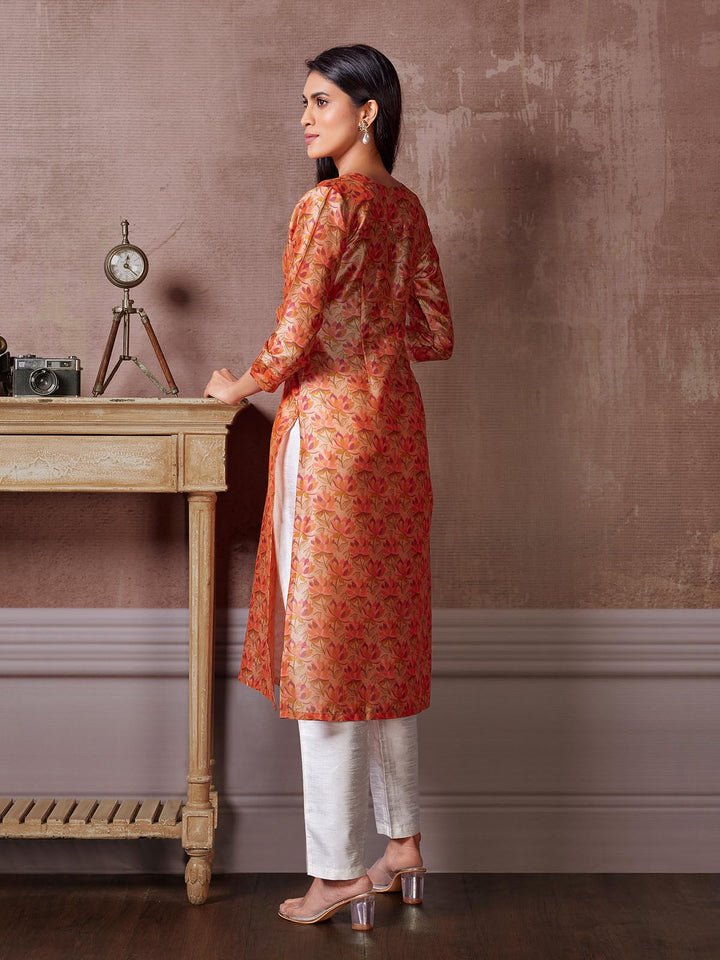 Orange Floral Kurti