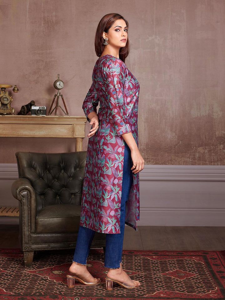 Maroon Floral Abstract Kurti