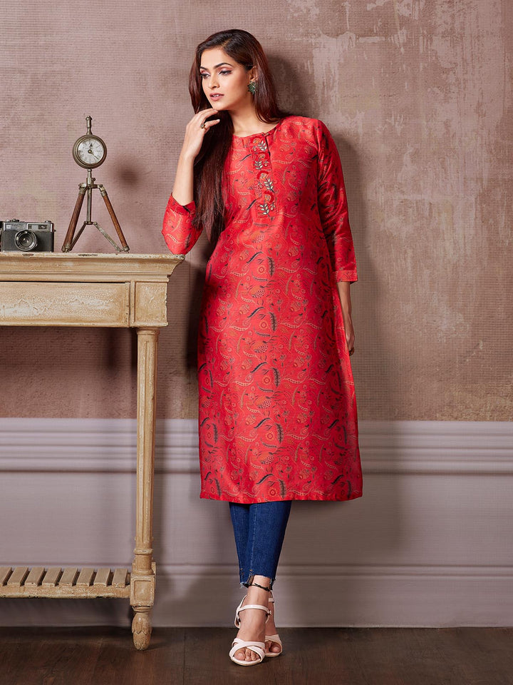 Red Floral Kurti