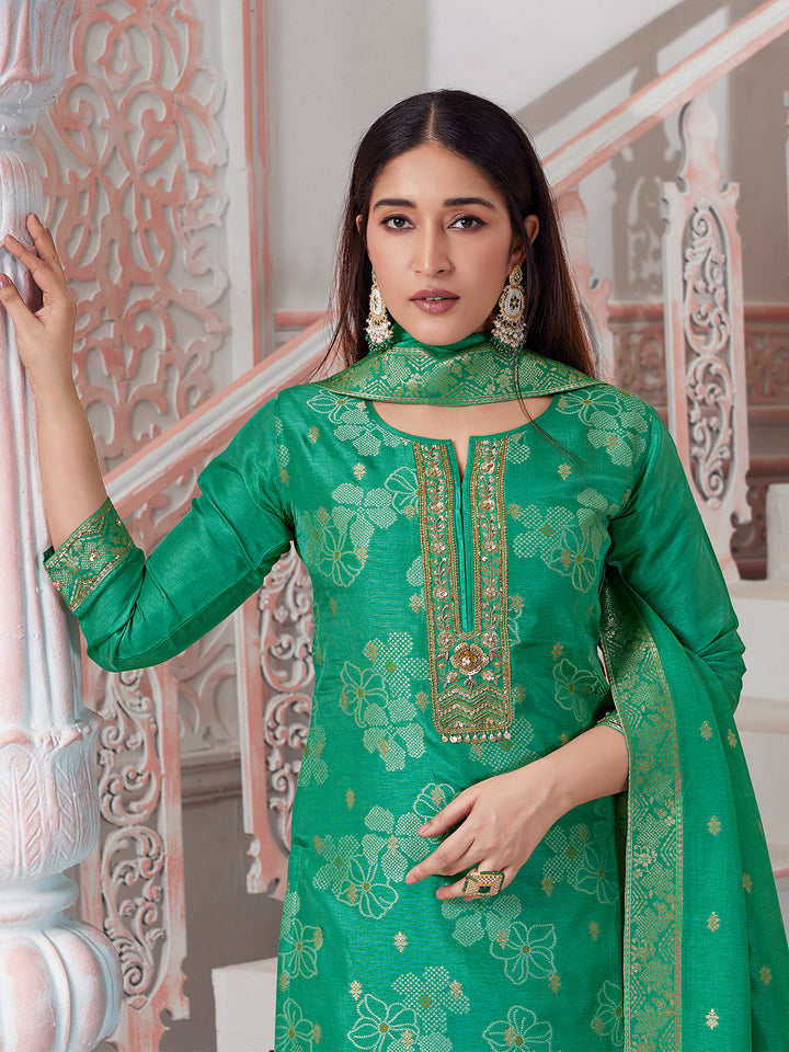 Green Jacquard Suit Set