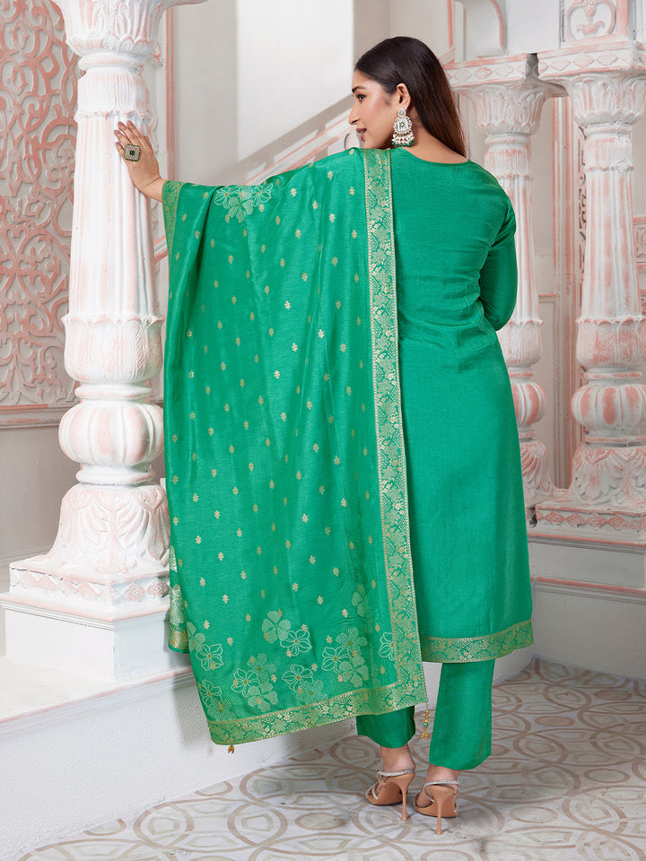 Green Jacquard Suit Set