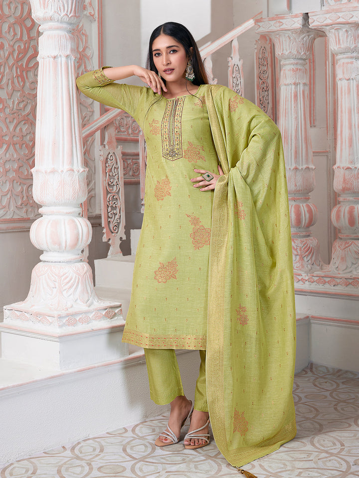 Mint Green Jacquard Suit Set
