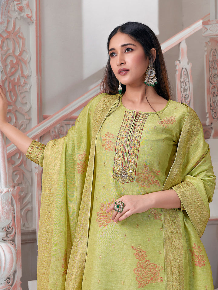 Mint Green Jacquard Suit Set