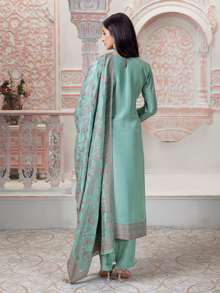 Powder Blue Jacquard Suit Set