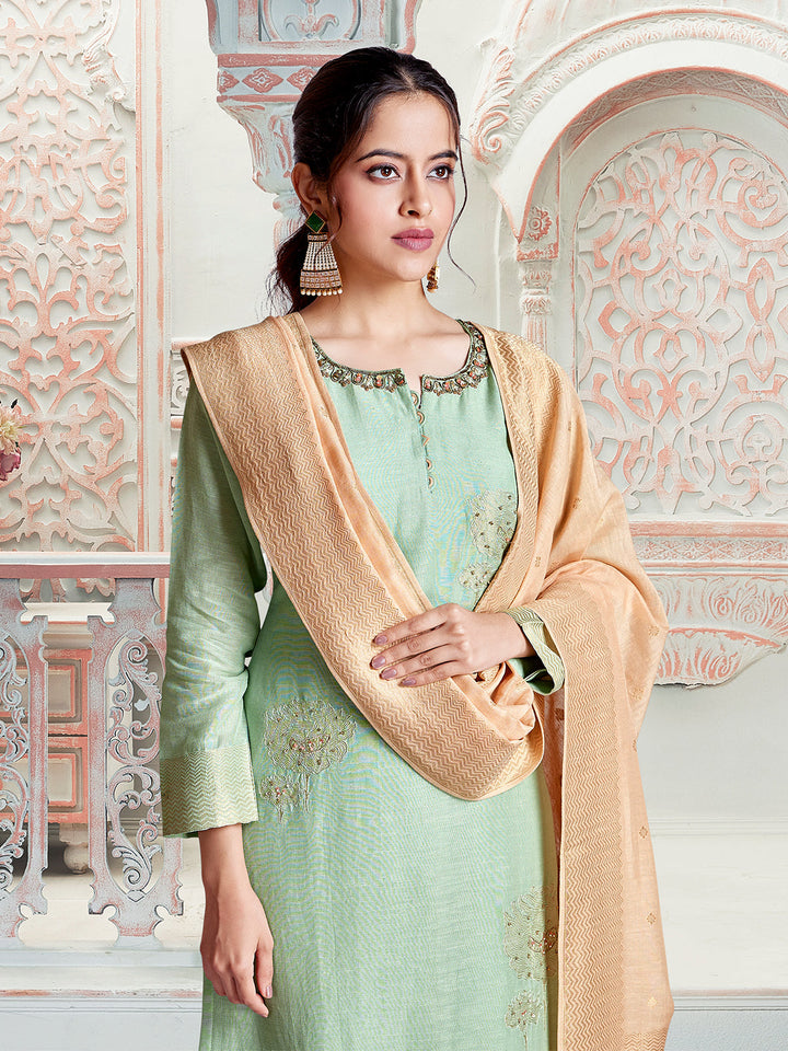 Sage Green Jacquard Suit Set