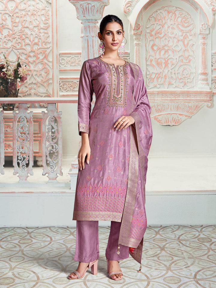 Orchid Pink Jacquard Suit Set