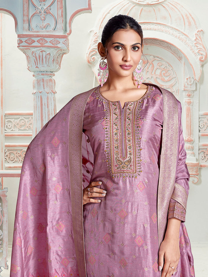 Orchid Pink Jacquard Suit Set