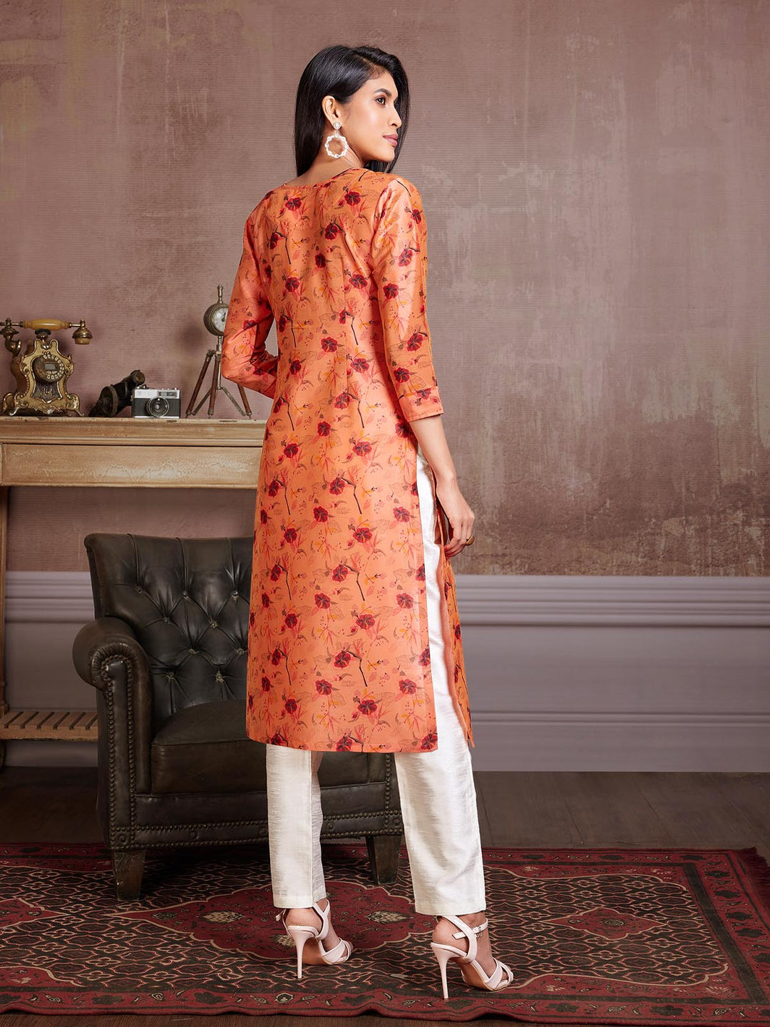 Peach Floral Kurti