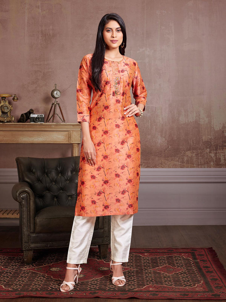 Peach Floral Kurti