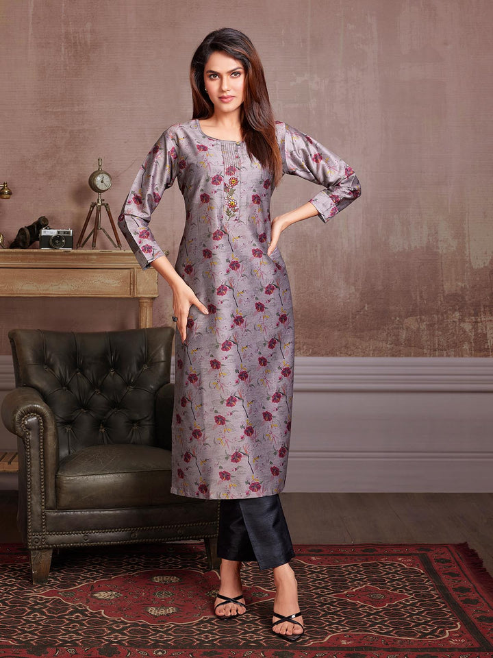 Grey Floral Kurti