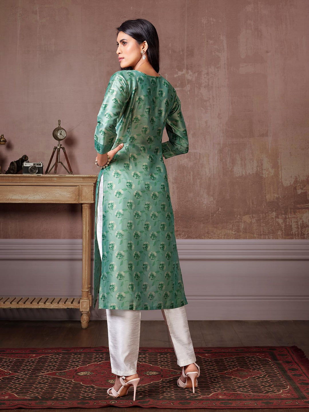 Mint Green Floral Kurti