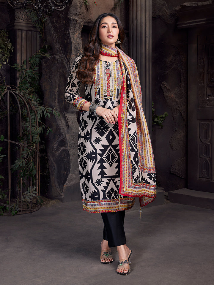 Monochrome Crepe Silk Suit Set