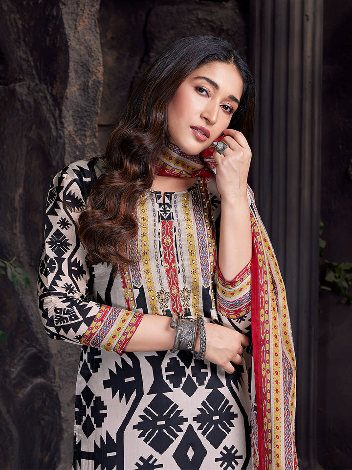 Monochrome Crepe Silk Suit Set