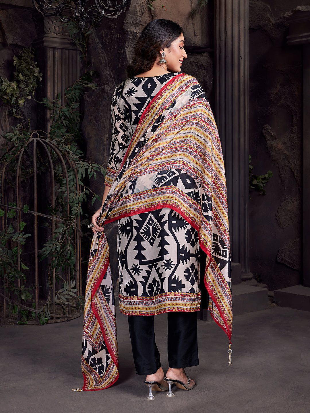 Monochrome Crepe Silk Suit Set