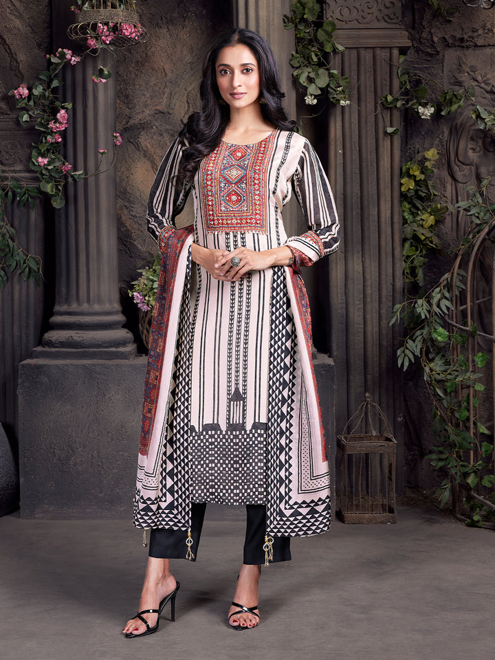 Geometric Crepe Silk Suit Set