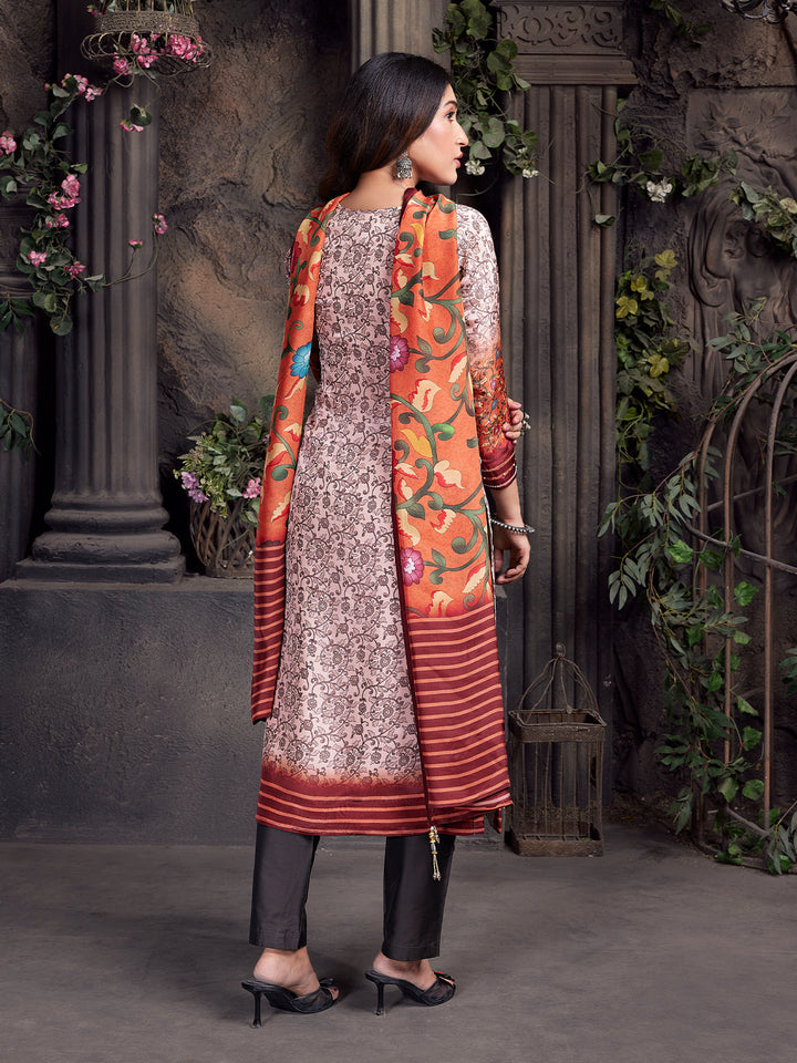 Floral Crepe Silk Suit Set
