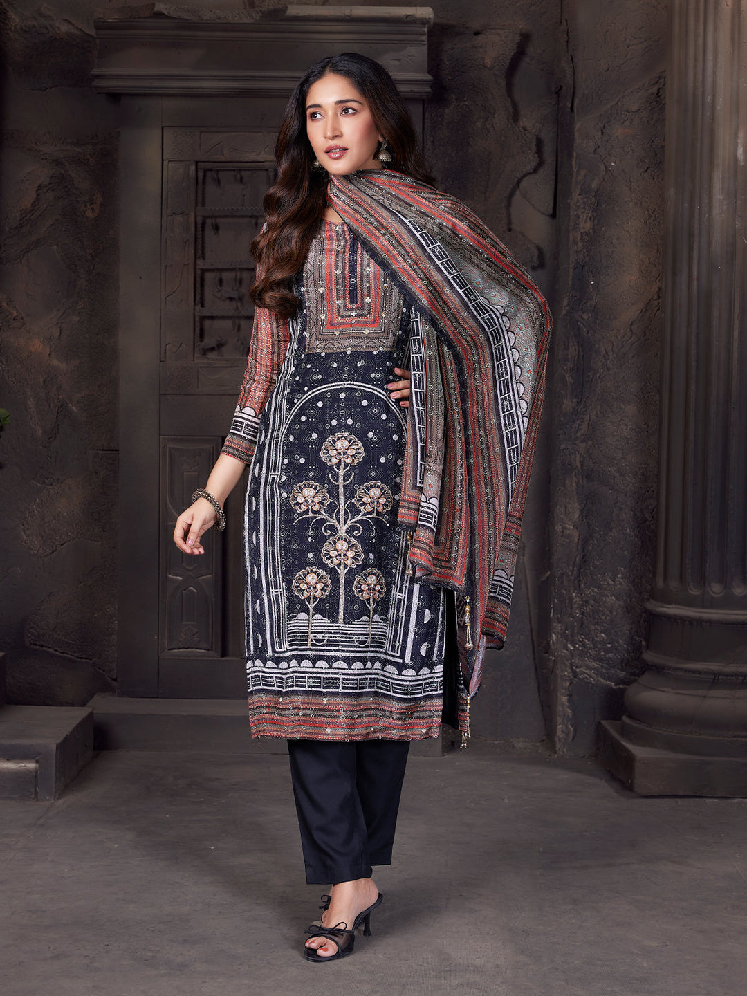 Floral Crepe Silk Suit Set
