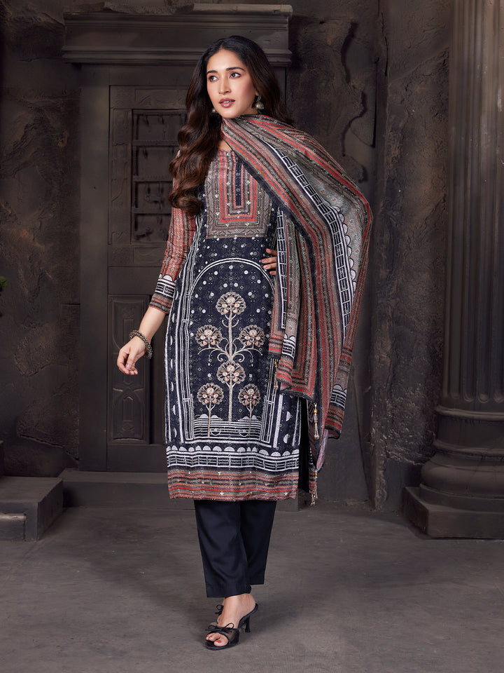 Floral Crepe Silk Suit Set