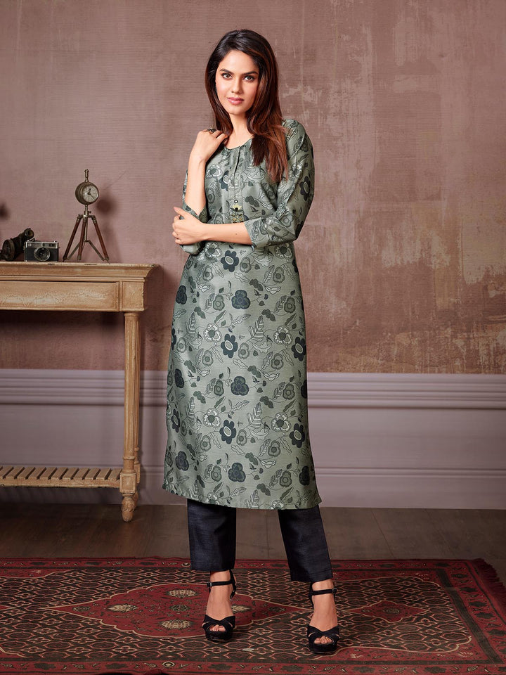 Graphite Grey Floral Kurti