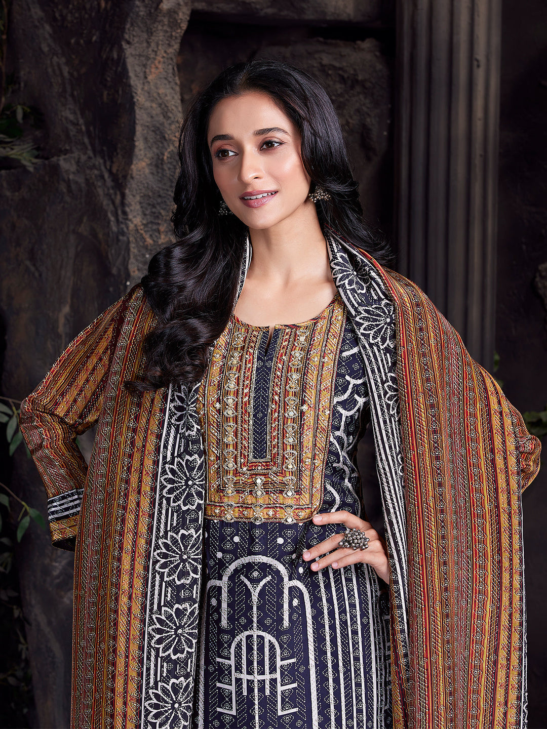 Black Crepe Silk Suit Set