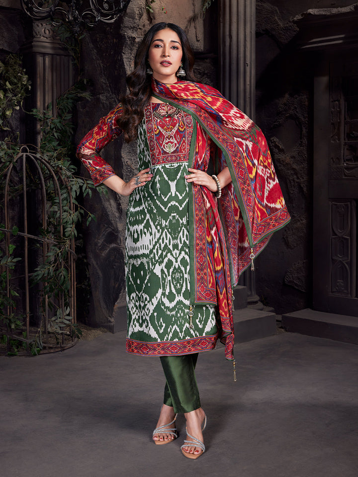 Green Kalamkari Crepe Silk Suit Set