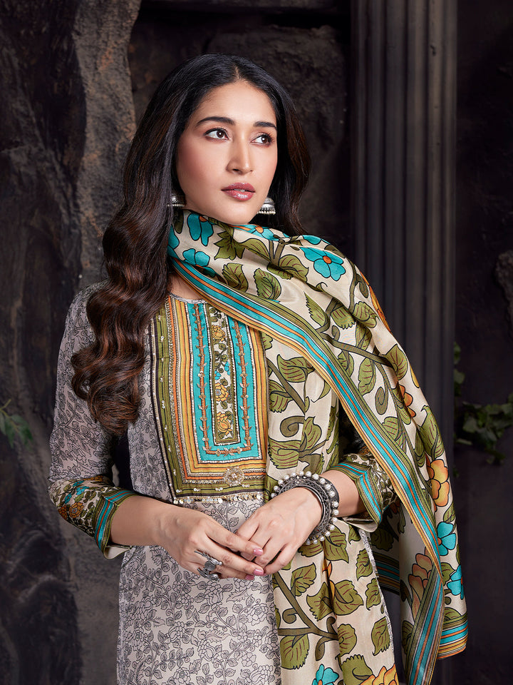 Rustic  Kalamkari Crepe Silk Suit Set
