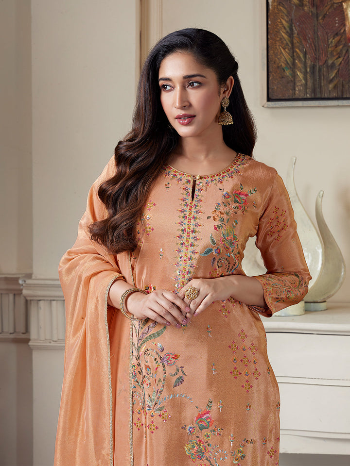 Peach Floral Suit Set