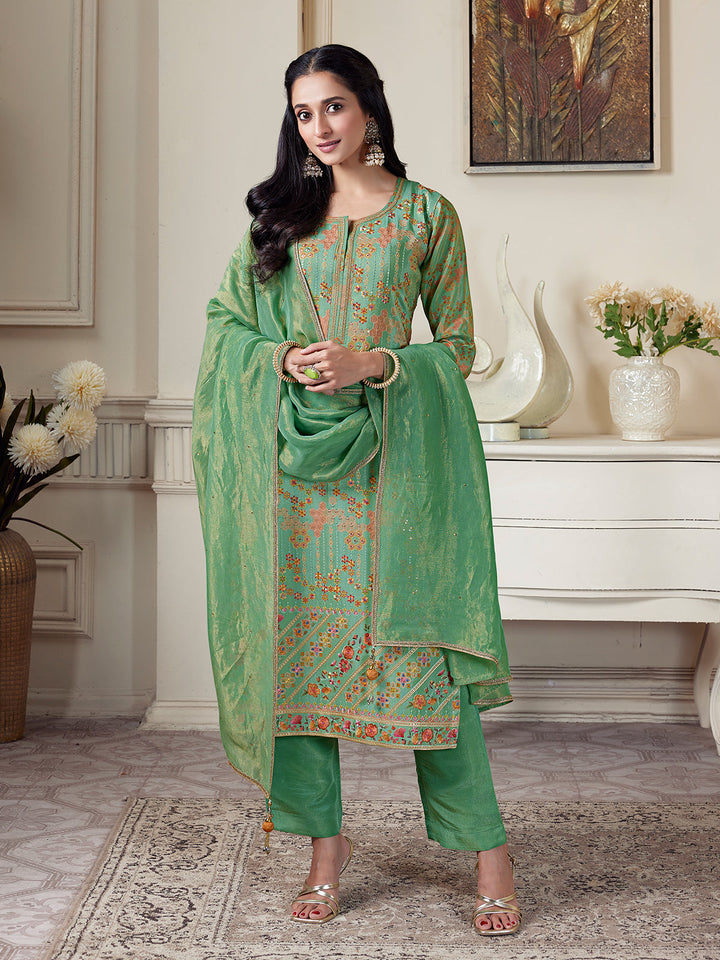 Green Floral Suit Set