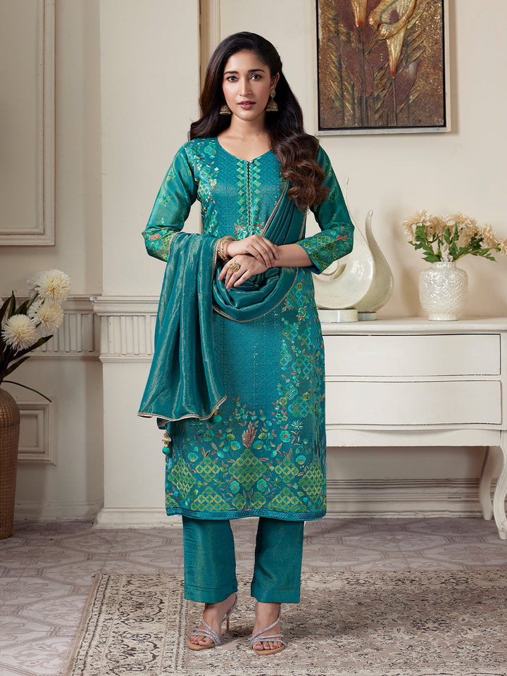 Teal Floral Suit Set