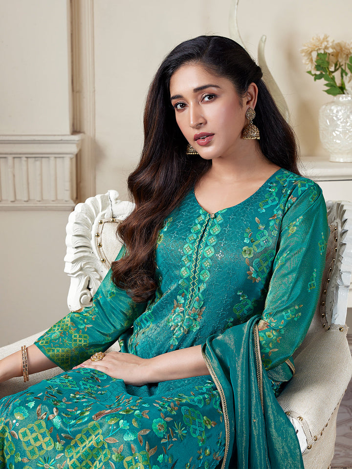 Teal Floral Suit Set