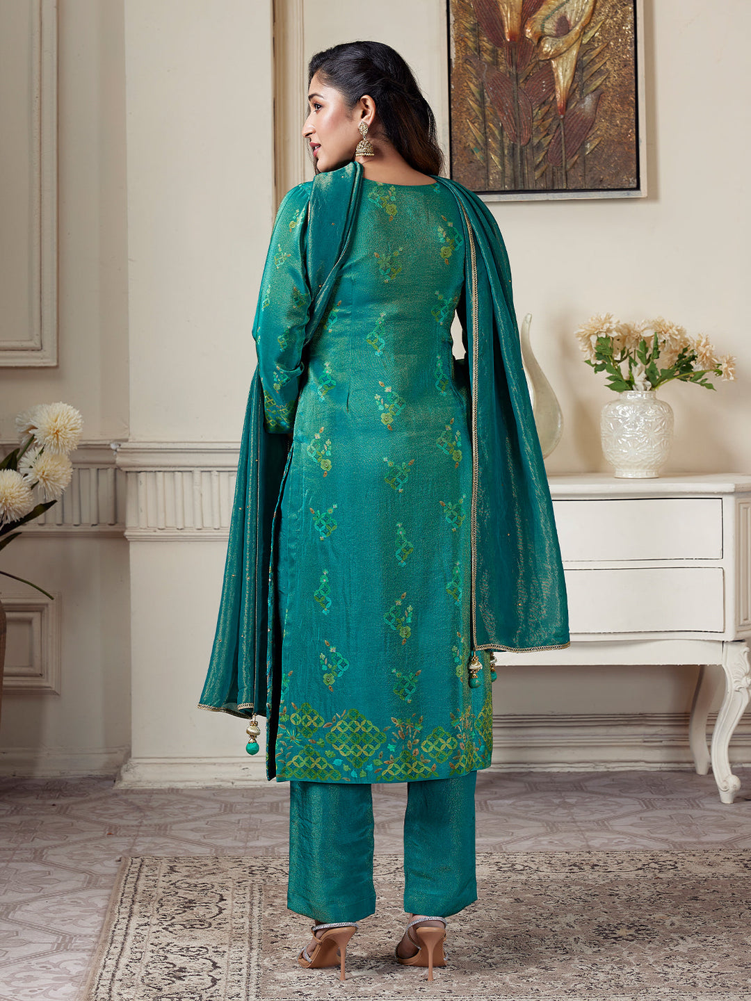 Teal Floral Suit Set