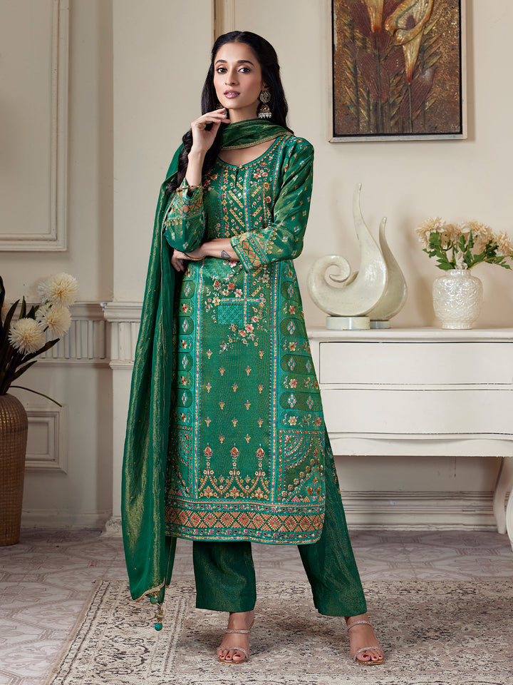 Deep Green Floral Suit Set