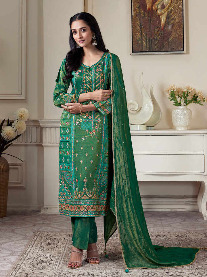 Deep Green Floral Suit Set