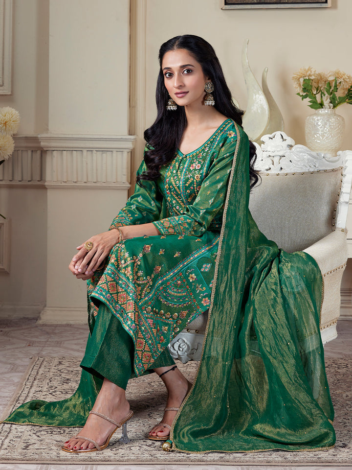 Deep Green Floral Suit Set