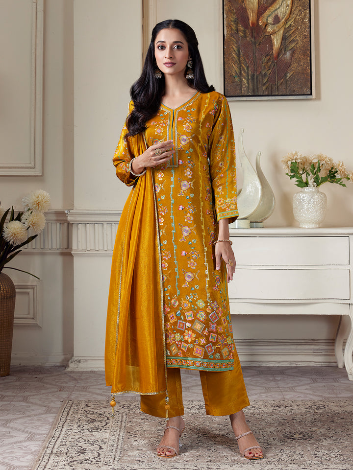 Mustard Yellow Floral Suit Set