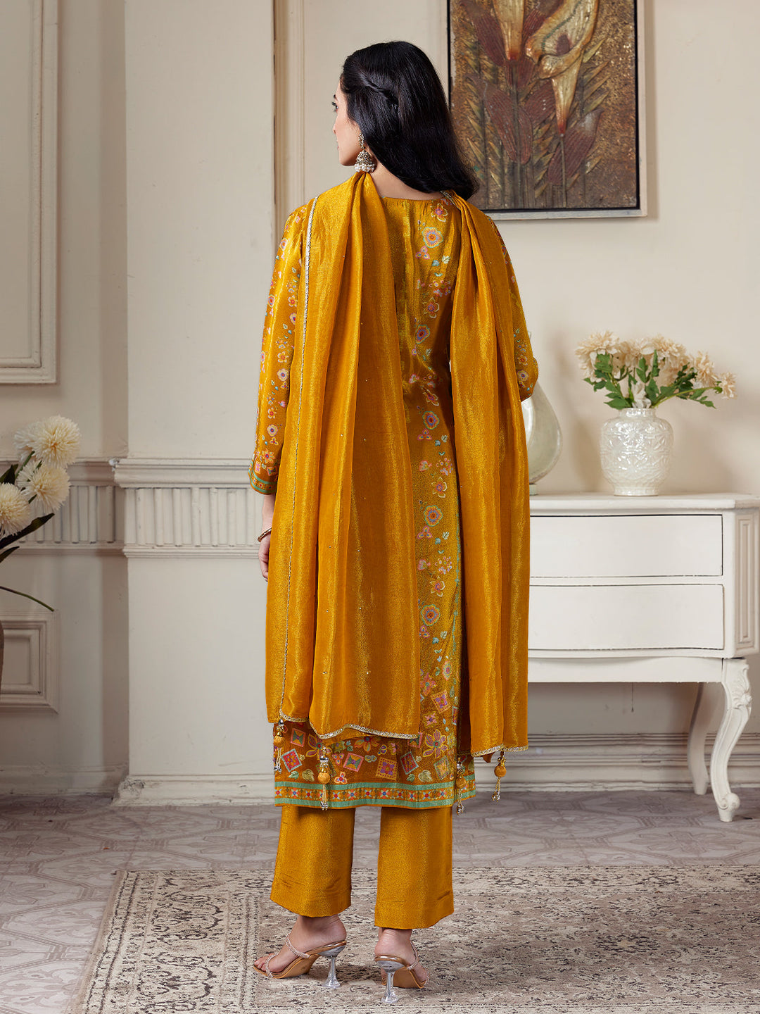 Mustard Yellow Floral Suit Set