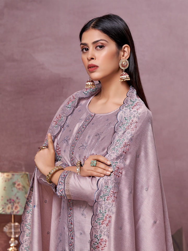 Lavender Semi-Silk Suit Set