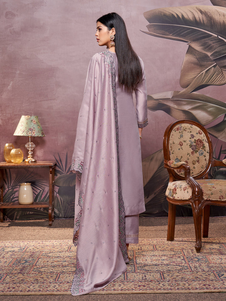 Lavender Semi-Silk Suit Set