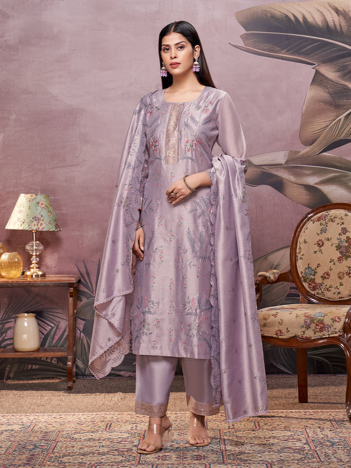Lavender Semi-Silk Suit Set