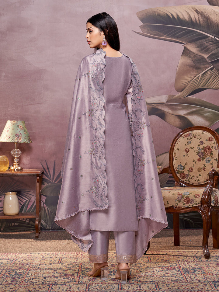 Lavender Semi-Silk Suit Set