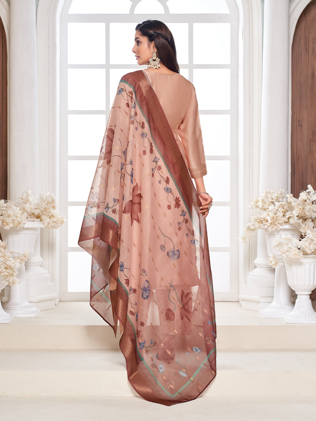 Apricot Semi-Silk Suit Set