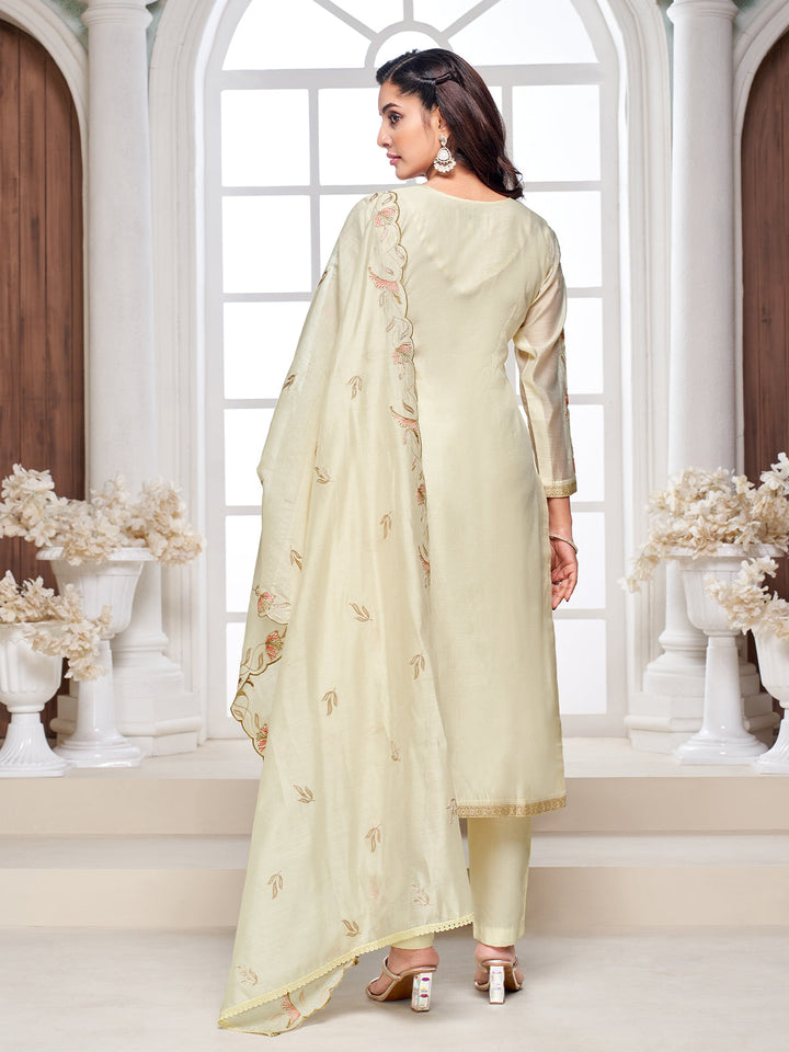 Soft Yellow Semi-Silk Suit Set