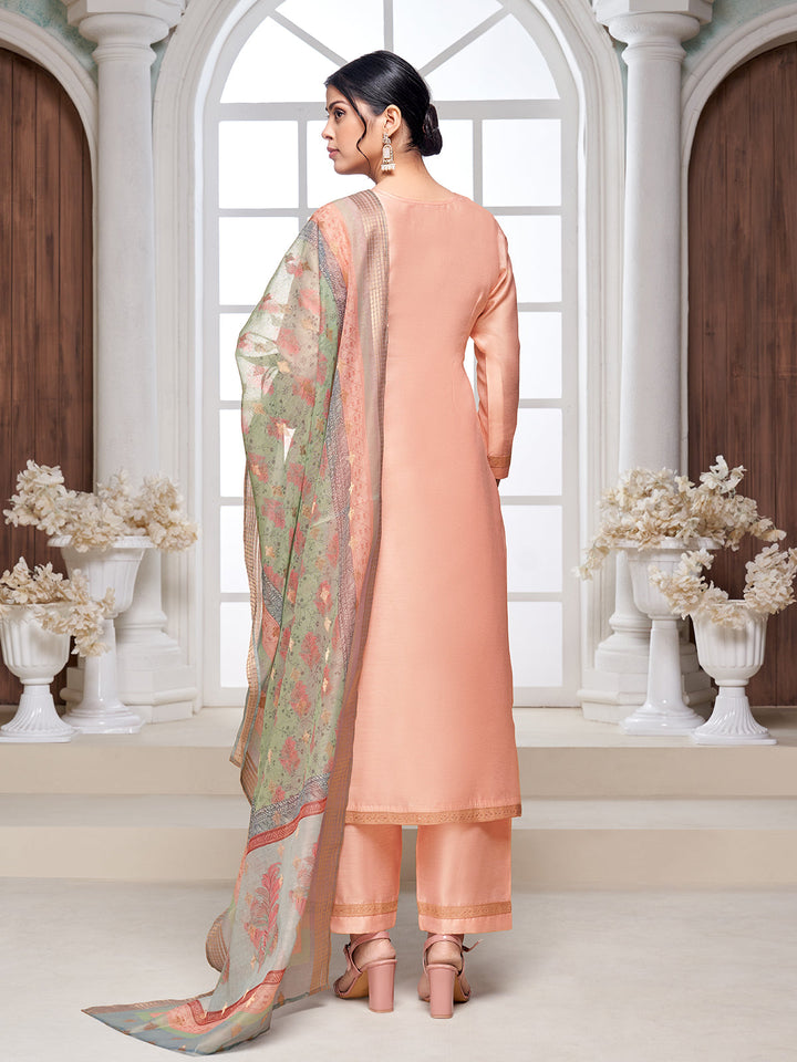 Soft Peach Semi-Silk Suit Set