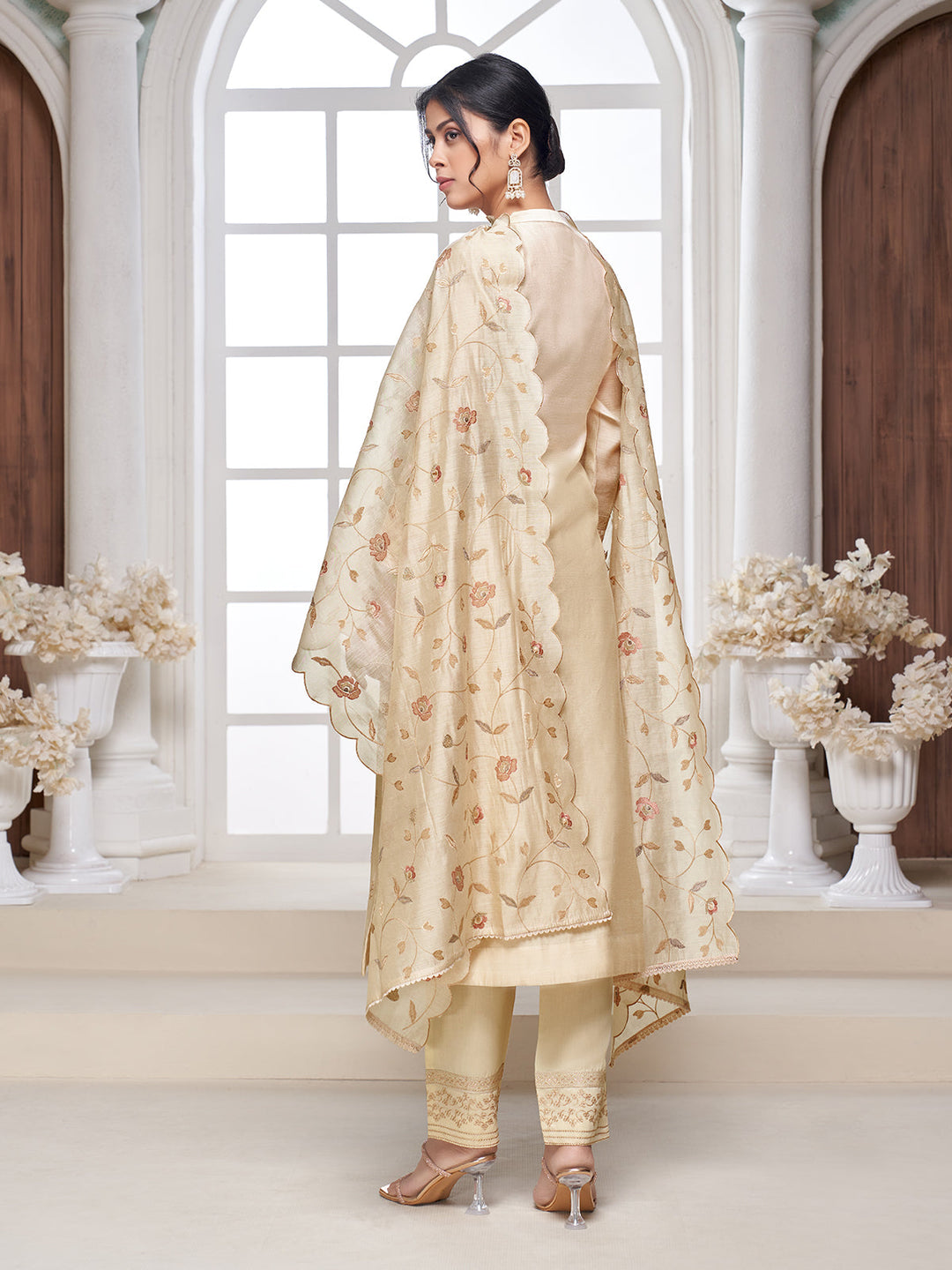 Soft Cream Semi-Silk Suit Set