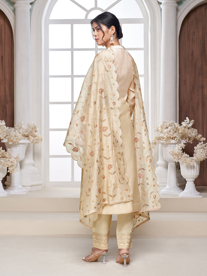 Soft Cream Semi-Silk Suit Set