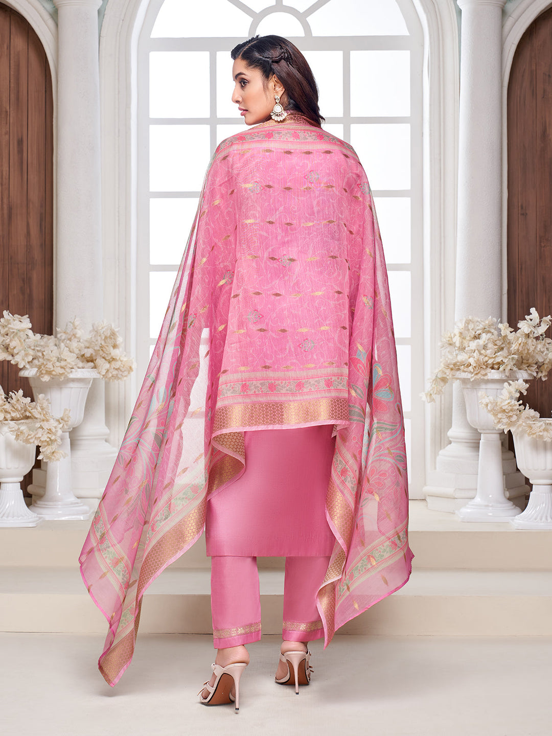 Bubblegum Pink Semi-Silk Suit Set