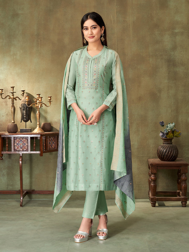 Mint Green Chanderi Suit Set