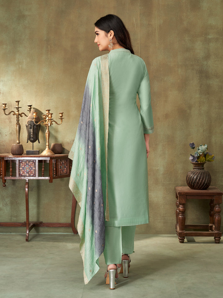 Mint Green Chanderi Suit Set